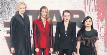  ??  ?? From left, Last Jedi actresses Gwendoline Christie, Laura Dern, Daisy Ridley and Kelly Marie Tran.