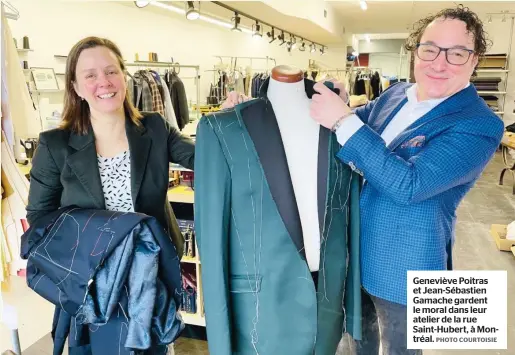  ?? PHOTO COURTOISIE ?? Geneviève Poitras et Jean-sébastien Gamache gardent le moral dans leur atelier de la rue Saint-hubert, à Montréal.