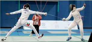  ??  ?? Al Shamma of Sharjah Sports Club for Women in action during the fencing final competitio­n.
