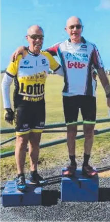  ??  ?? Lee Wilde (right), a keen Masters cyclist, died yesterday after hitting a car while riding at Hope Island.