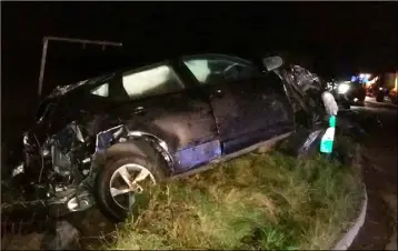  ??  ?? The car which was involved in the accident at Kyle, Oulart.