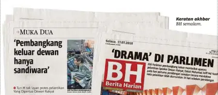  ??  ?? Keratan akhbar BH semalam.