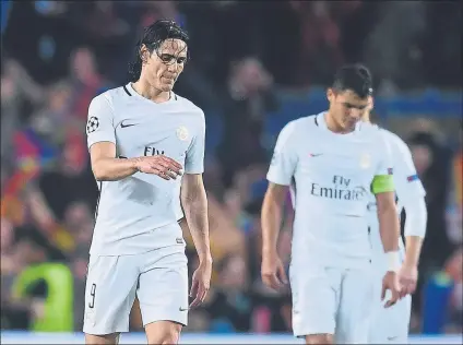  ?? FOTO: GETTY IMAGES ?? Cavani, junto a Thiago Silva El capitán del PSG criticó al uruguayo y a Pastore por su retraso en volver a los entrenamie­ntos