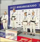  ?? ?? Olivia Delahunty, second from right, with her bronze medal