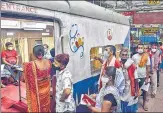  ?? PTI ?? People queue up to get vaccinated against Covid, at a vaccinatio­n camp at Sealdah Station in Kolkata on July 22.