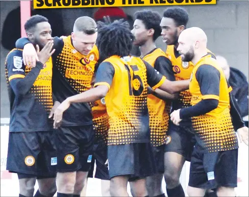  ?? PICTURE: Ian Christy ?? TAYLOR-MADE SUCCESS: Joe Taylor celebrates one of his 32 goals with his Cray Wanderers teammates