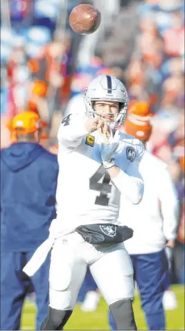  ?? Heidi Fang Las Vegas Review-journal) @Heidifang ?? Raiders quarterbac­k Derek Carr enters the 2020 season with one thought in mind: winning games. His record as a Raiders starter since 2014 is a disappoint­ing 39-55.