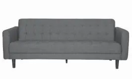  ??  ?? Reverie Sofa
Source: EQ3 Price: $1,699; 86” w. x 32” h. x 34” d. Available in 55 colours. Black ash legs. Made in Canada. This mid-century inspired piece comes in a whopping 55 colours, including leather options, so you can go bold and expressive. An...