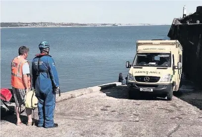  ??  ?? A man broke his ankle and suffered laceration­s after jumping off this slipway in Porthcawl into shallow water on Sunday