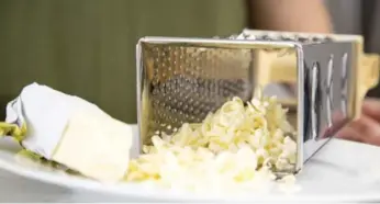  ??  ?? Grate frozen butter onto a plate and in seconds it will drop to room temperatur­e.