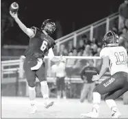  ?? DAVID BEACH SPECIAL TO THE ENTERPRISE-LEADER ?? Sam Dodd of Prairie Grove throws the ball as Landon Brown of Shiloh Christian defends during Friday’s game.