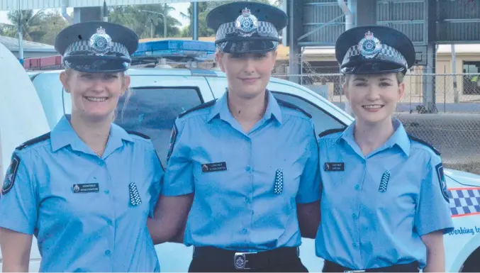  ?? ?? Constable Monica Stafford, Constable Alyssa Gorton and Constable Kate Neal mark National Police Remembranc­e Day. Picture: Satria Dyer-darmawan