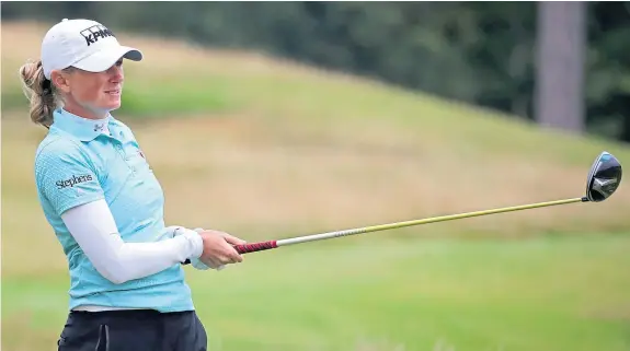  ?? Picture: PA. ?? Stacy Lewis on the second tee yesterday as she carded a five-under 66 to claim a share of the Scottish Ladies Open lead.