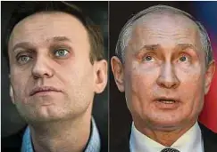  ??  ?? Politische Erzfeinde: der Opposition­spolitiker Alexej Nawalny (l.) und der russische Präsident Wladimir Putin.