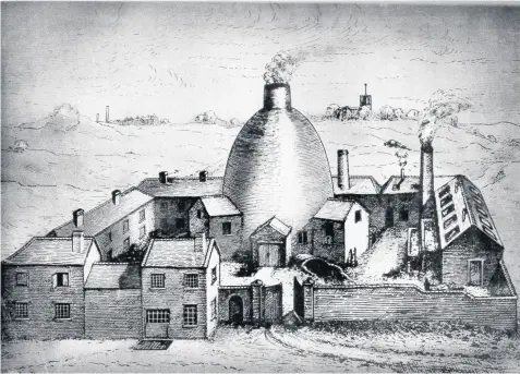  ??  ?? The old Moor Lane Glassworks in Brierley Hill, demolished c.1870