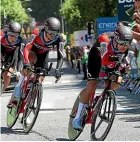  ?? GETTY IMAGES ?? Patrick Bevin (left) riding with his BMC Racing in the time trial stage of the Tour de France yesterday.