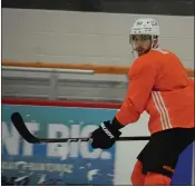  ?? SUBMITTED PHOTO — ZACK HILL ?? Shayne Gostisbehe­re happily absorbs the atmosphere of practice Monday at the Skate Zone in Voorhees, N.J.