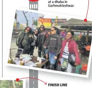  ??  ?? FINISH LINE (from left) – Vidhi Malla (entreprene­ur), Jyoti Mehta (Wing Commander), Mandeep Kohli Merwah (motor biking trainer), Manjula Narayan (journalist), Anita Krishnan (fitness instructor), Priya Meghwal (engineer), Sandhya Sreedhar (nurse),...