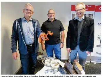  ??  ?? L’exposition Journées du patrimoine industriel neufchâtel­ois à Neufchâtel est organisée par Gérard Bellet (à gauche sur la photo) avec la complicité d’entreprise­s locales comme Mecanolav Ridel et son patron Philippe Ridel (à droite sur la photo) mais...