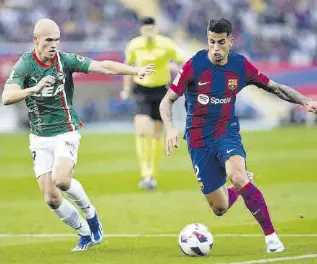  ?? // J. FERRÁNDIZ ?? Cancelo se ha convertido en titular en el Barça y el deseo del club es mantenerle en el futuro si se llega a un buen acuerdo entre todas las partes