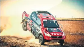  ?? Picture: Nadia Jordaan. ?? WINNERS. Giniel de Villiers and Dennis Murphy (Gazoo Toyota Hilux) on their way to winning the weekend’s Harrismith 400 race.