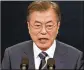  ?? SEONGJOON CHO / BLOOMBERG ?? South Korean President Moon Jae-in offers a positive assessment of U.S.-North Korea talks.
