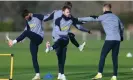  ?? ?? James Maddison (centre) prepares for his comeback in the FA Cup. Photograph: Alex Morton/Tottenham Hotspur/ Shuttersto­ck