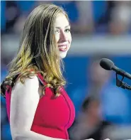  ?? THE ASSOCIATED PRESS ?? Chelsea Clinton, daughter of Democratic presidenti­al nominee Hillary Clinton, speaks during the final day of the Democratic National Convention in Philadelph­ia on Thursday.