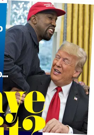  ?? Pictures: BACKGRID/BLOOMBERG/GETTY ?? Rivals? Kanye West meets Donald Trump in 2018. Inset, West’s wife Kim Kardashian