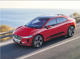  ?? JAGUAR ?? The Jaguar I-Pace electric vehicle premiered in March. Global automakers are rolling out more production-ready electric vehicles to challenge Tesla’s dominance in the luxury electric car segment.