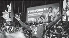  ?? THE CANADIAN PRESS ?? Edmonton’s
Adarius Bowman celebrates after
the Eskimos won the CFL’s West Division title Nov. 22. The former Notre Dame standout will play in today’s
Grey Cup against Ottawa
in Winnipeg.