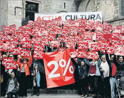  ?? ÀLEX GARCIA / ARCHIVO ?? Concentrac­ión en Barcelona en favor del 2% del presupuest­o para la cultura