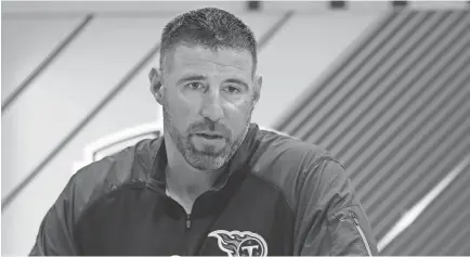  ?? SPORTS ?? Titans coach Mike Vrabel speaks to the media during the NFL combine Feb. 28 in Indianapol­is. BRIAN SPURLOCK/USA TODAY