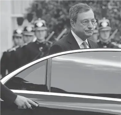  ?? KAMIL ZIHNIOGLU / POOL PHOTO VIA THE ASSOCIATED PRESS ?? European Central Bank president Mario Draghi must acknowledg­e that work is underway on the future of stimulus but he needs to keep details to the minimum to buy a bit more time, Balazs Koranyi writes.