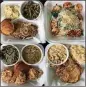  ?? PHOTOS CONTRIBUTE­D BY WENDELL BROCK ?? A selection of takeout plates from Bare Bones Steakhouse features chopped steak, kale Caesar, fried pork chops and fried chicken with sides.