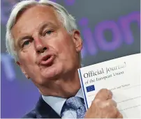  ??  ?? The EU’s chief negotiator Michel Barnier yesterday