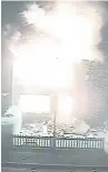  ??  ?? CCTV shows the terraced house at the height of the fire