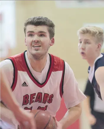  ?? MICHAEL BELL ?? Injuries forced Jake Gagnon of the Balfour Bears to sit out most of the basketball season last year, but he’s thrilled to be back on the court at the Fekula tourney, one of the school’s major sporting events.