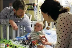  ?? PHOTO PROVIDED ?? The Mullaney family, from left, Sean, Eamonn and Meghan got a scare when Eamonn was born more than three months premature. Now Sean Mullaney and Scott Fruscio, both Watervliet grads, have entered the Boston Marathon to raise funds for the hospital that...