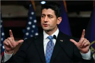  ?? The Associated Press ?? HARD LESSON: House Speaker Paul Ryan, of Wis., speaks at a news conference Thursday on Capitol Hill in Washington. Republican­s trying to repeal and replace former President Barack Obama’s health care law are grappling with a hard lesson that vexed him:...