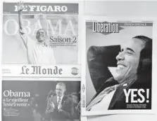  ?? REMY DE LAMAUVINIE­RE, AP The front pages of special editions of French daily newspapers Wednesday about the U.S. election. ??