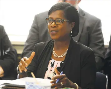  ?? Hearst Connecticu­t Media file photo ?? Miriam Delphin-Rittmon, commission­er of the state Department of Mental Health and Addiction Services, speaks during a discussion at the Kinsella Treatment Center in Bridgeport in 2018.