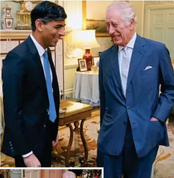  ?? ?? Light-hearted: Charles and Rishi Sunak at Buckingham Palace