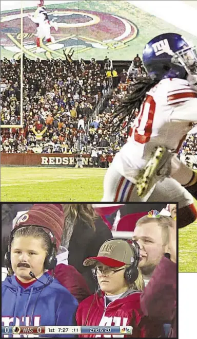  ?? NBC SPORTS ?? Peter Costigan, 12, is already famous for his spot-on Ben McAdoo impersonat­ion, but this time he shows up to FedEx field with appropriat­e new hairdo and his brother, who dresses up as offensive coordinato­r Mike Sullivan.