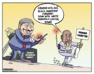  ??  ?? This Mercury cartoon took a stab at the Guptas this week.