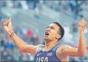  ?? AFP ?? Donavan Brazier won the 800m gold in Doha on Tuesday.