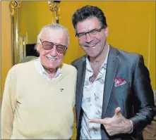  ??  ?? PR Plus Las Vegas Review-journal columnist John Katsilomet­es visits with Stan Lee at Treasure Island in 2016.