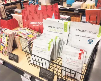  ?? Alexander Soule / Hearst Connecticu­t Media ?? Rocketbook products on display at the Amazon 4-star store at The SoNo Collection mall in Norwalk.