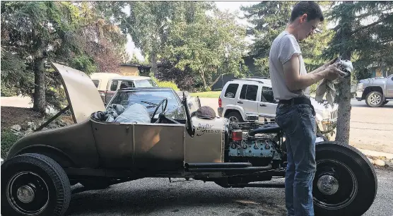  ??  ?? Brant Inglis, above, and his girlfriend Amber Greth are putting together a 1926 Model T hot rod. “If I’m not working with my hands, I go stir crazy,” Inglis says.