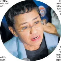  ?? Photo / AP ?? Award-winning journalist Maria Ressa is facing six years in prison on libel and tax charges.